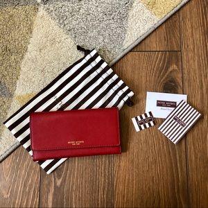 NWT Saffiano Leather Henri Bendel Trifold Wallet